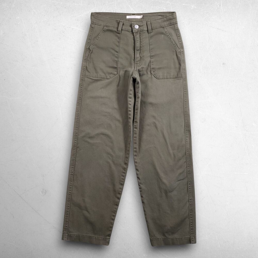 Levis‎ Utility Chino Pants Women 25 Green Patch Pockets Stretch Slim Straight